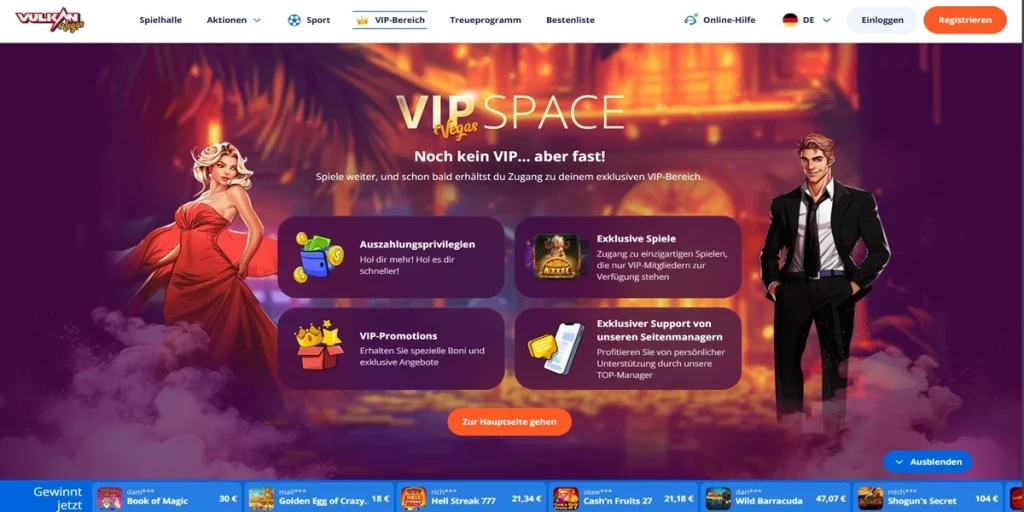 VIP‑Club bei Vulkan Vegas