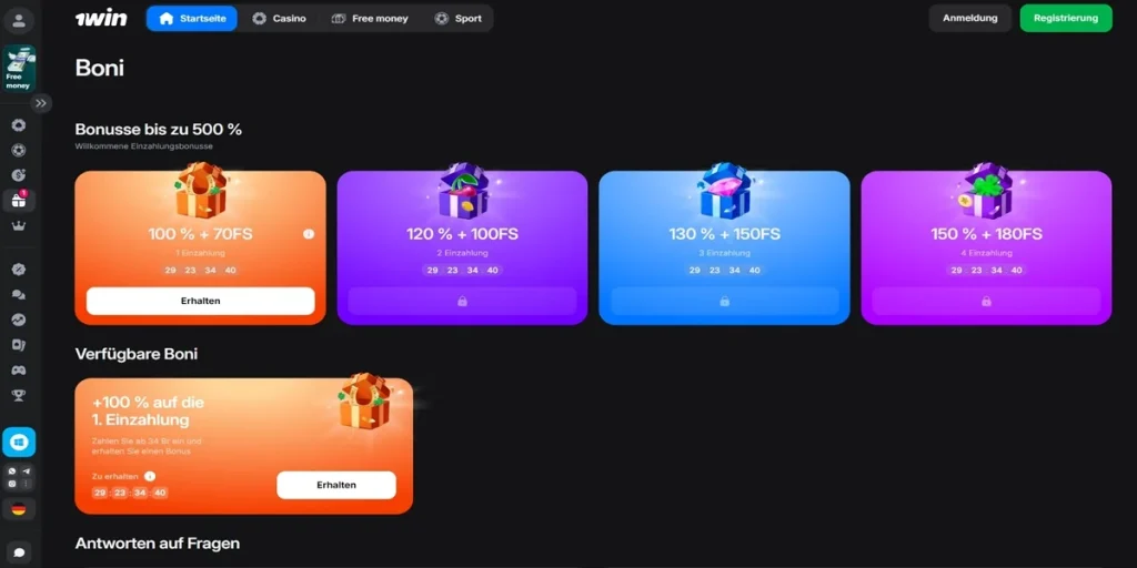 Boni & Aktionen bei 1win