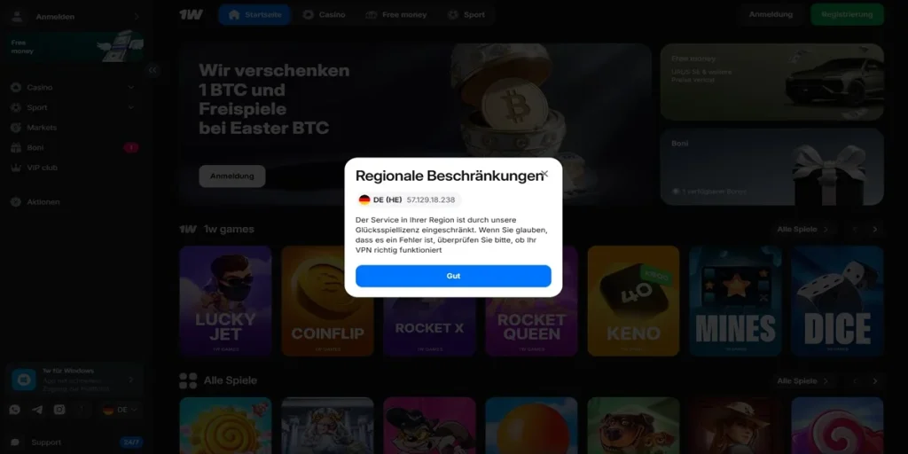 Regionale Beschränkungen