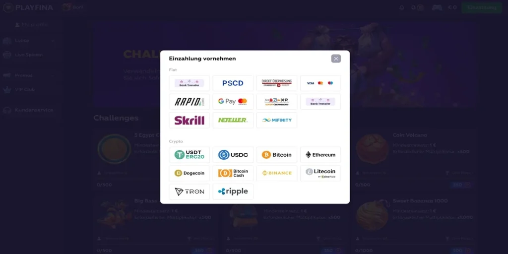 Playfina Zahlung