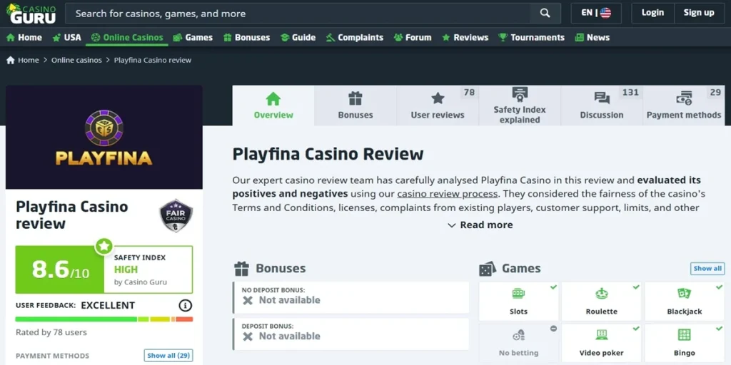 Playfina Bewertungen 