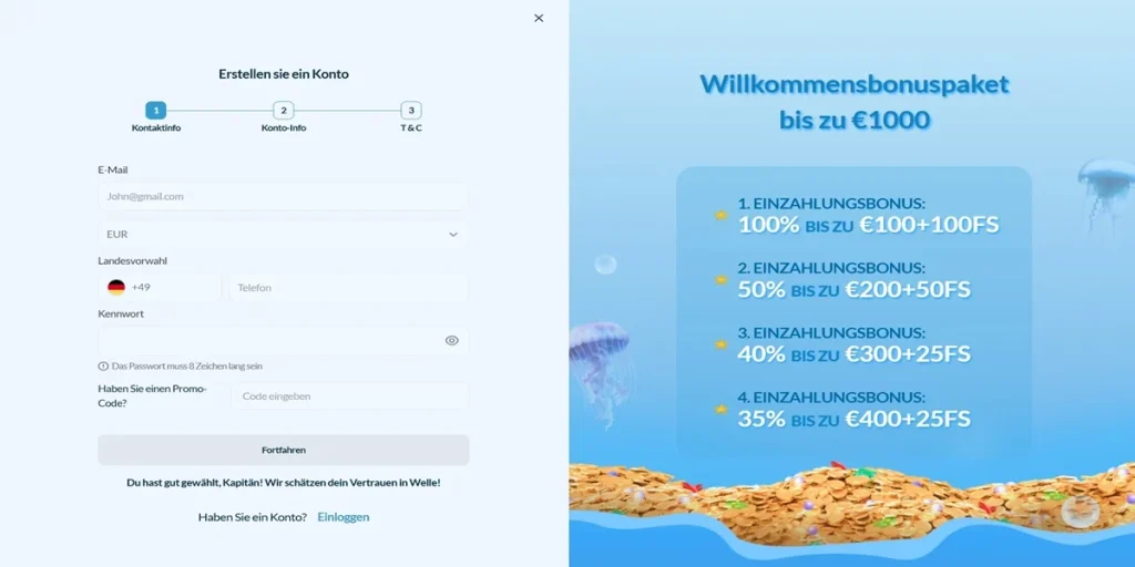 Anmeldung und Login Welle Casino