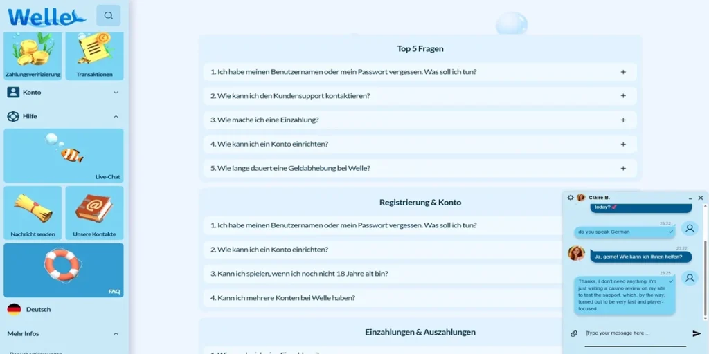 Support & Hilfe Welle Casino