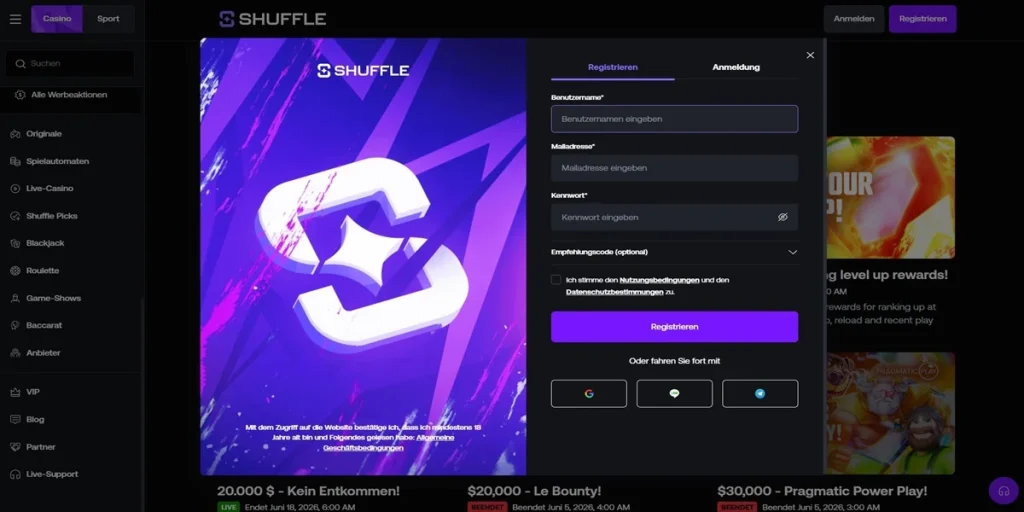 shuffle registrieren