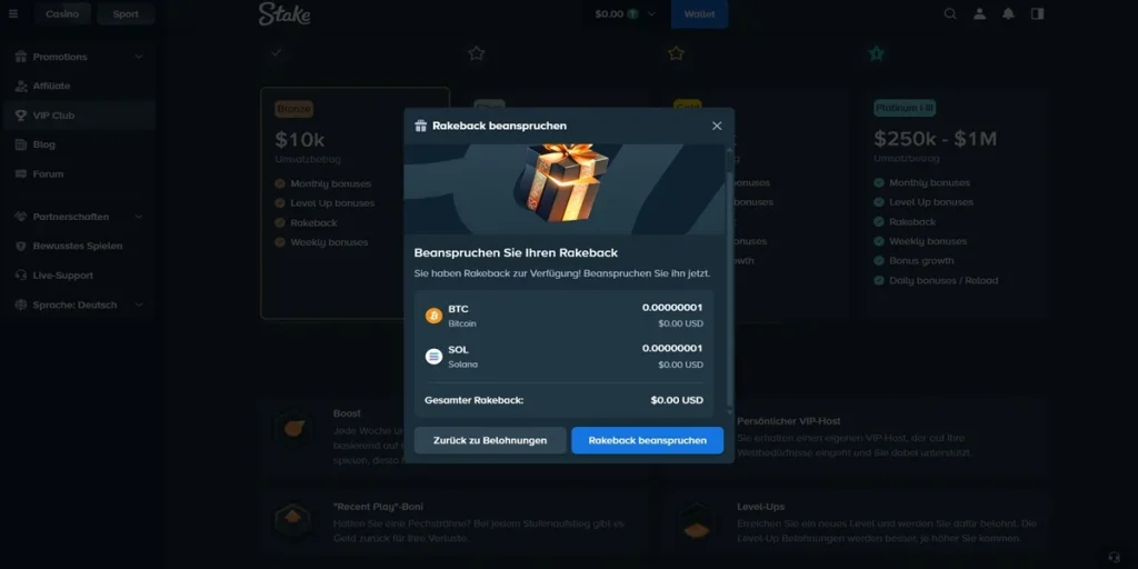 Rakeback Cashback Stake Casino