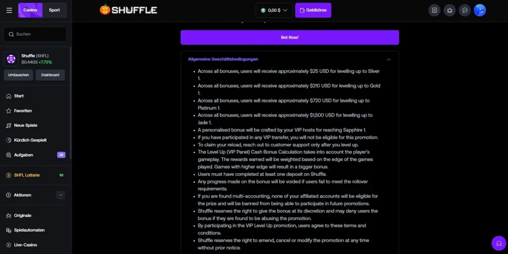Shuffle is boosting level up rewards!