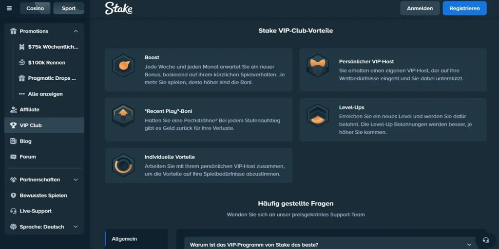Stake VIP-Club-Vorteile