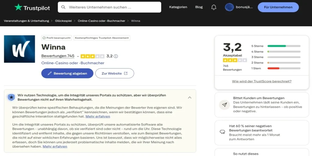 winna casino trustpilot