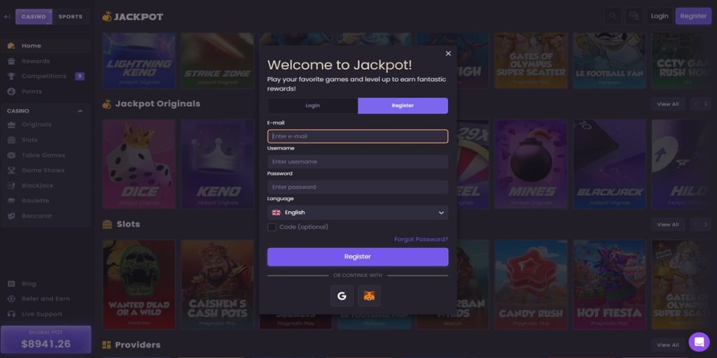 Login Jackpot.Bet