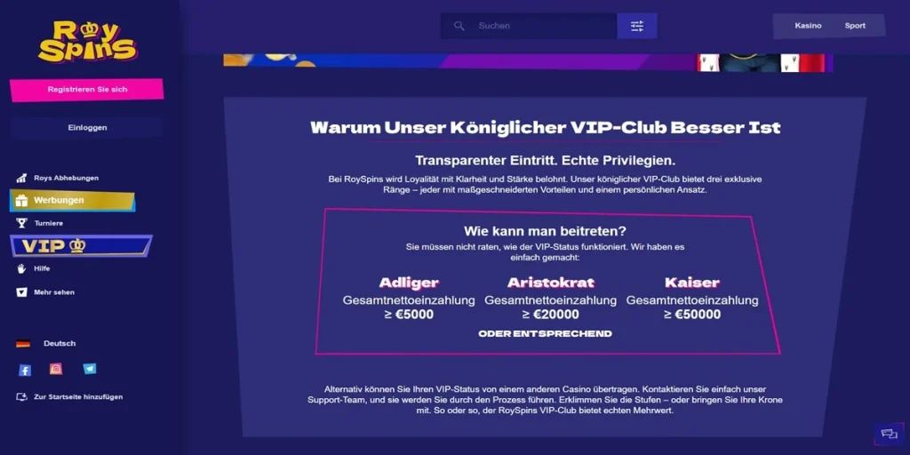 royspins casino vip
