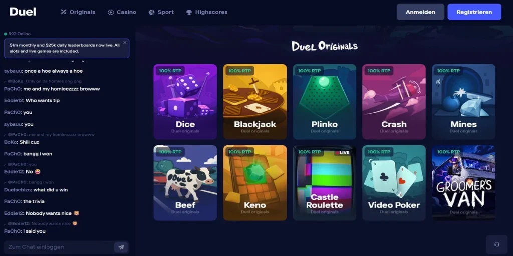 Duel Casino ohne Limits und ohne Verifizierung