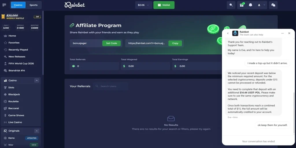 Kundensupport Rainbet