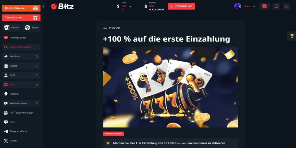Beste Echtgeld Spiele im Bitz Casino Test