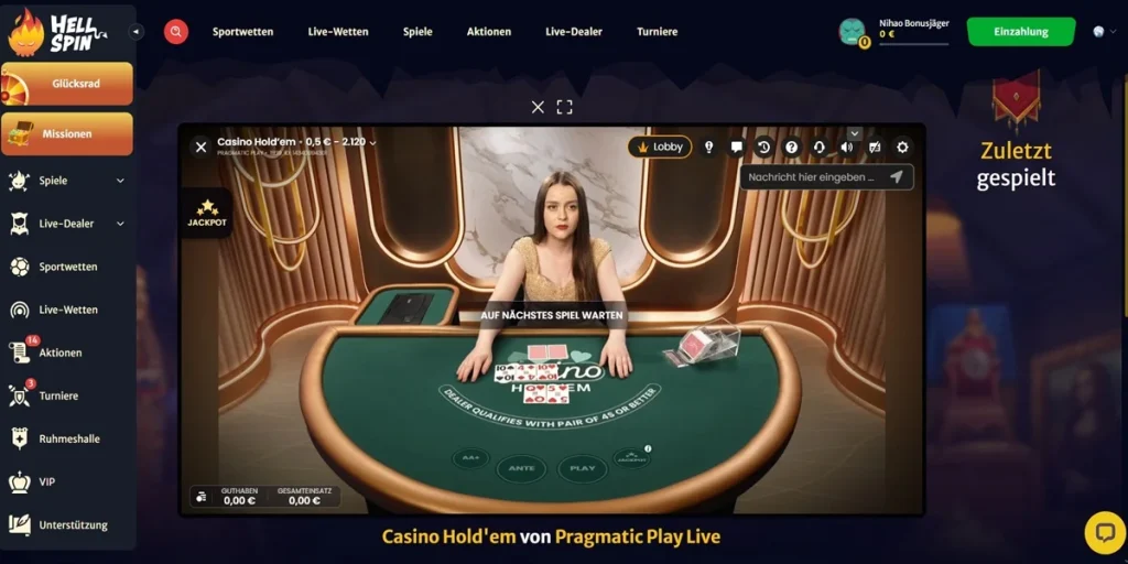 HellSpin Live Casino Holdem