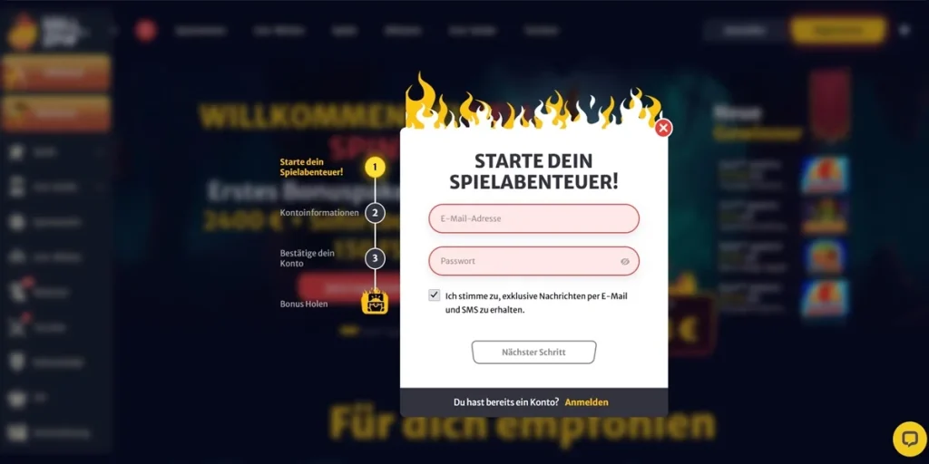 Registrierung bei HellSpin