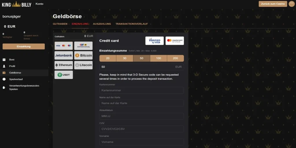 King Billy Casino Kasse