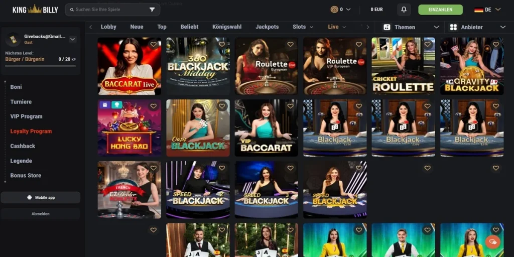 King Billy Live Casino