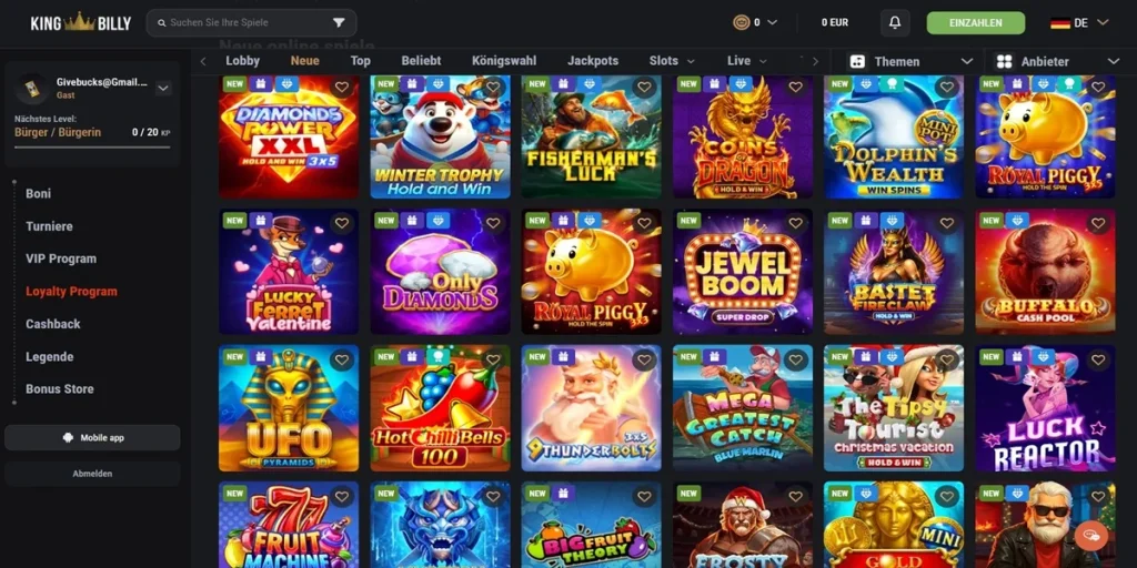 Spieleangebot King Billy Casino