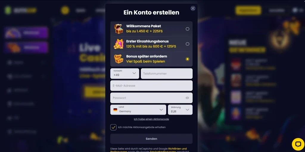 Anmeldung Slotsgem Casino