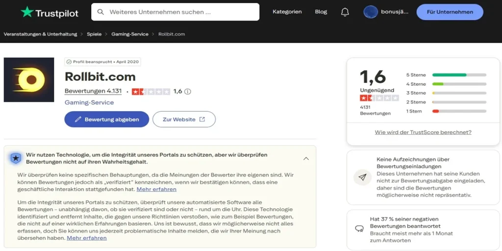 rollbit trustpilot